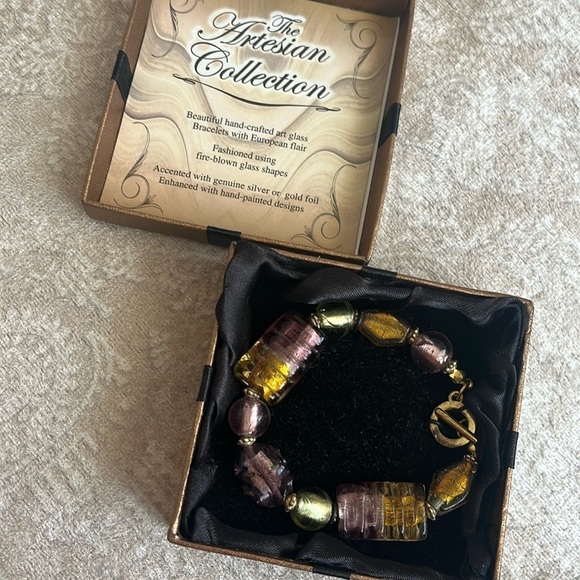 Brand New The Artesian Collection Handcrafted Art Glass Bracelet Beaded European - Picture 3 of 14